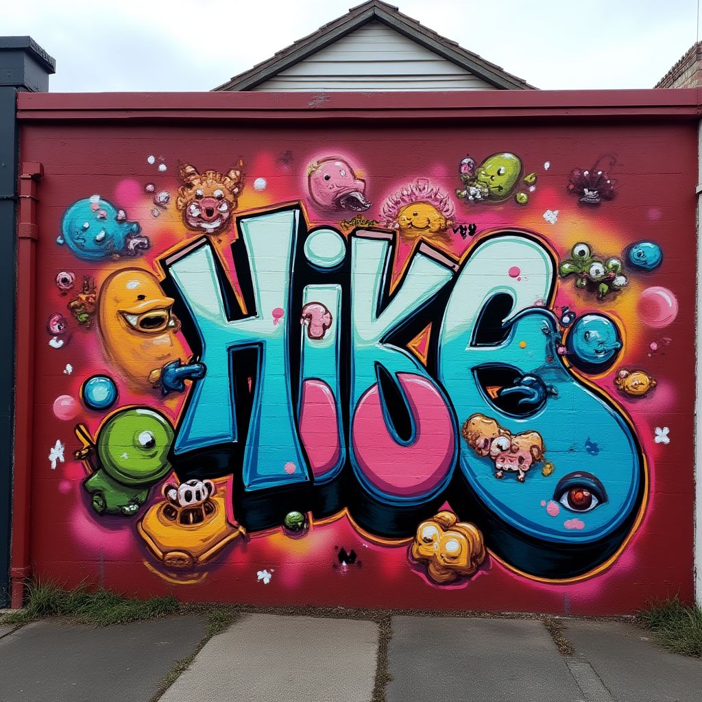 Colorful throw-up style graffiti in Collingwood